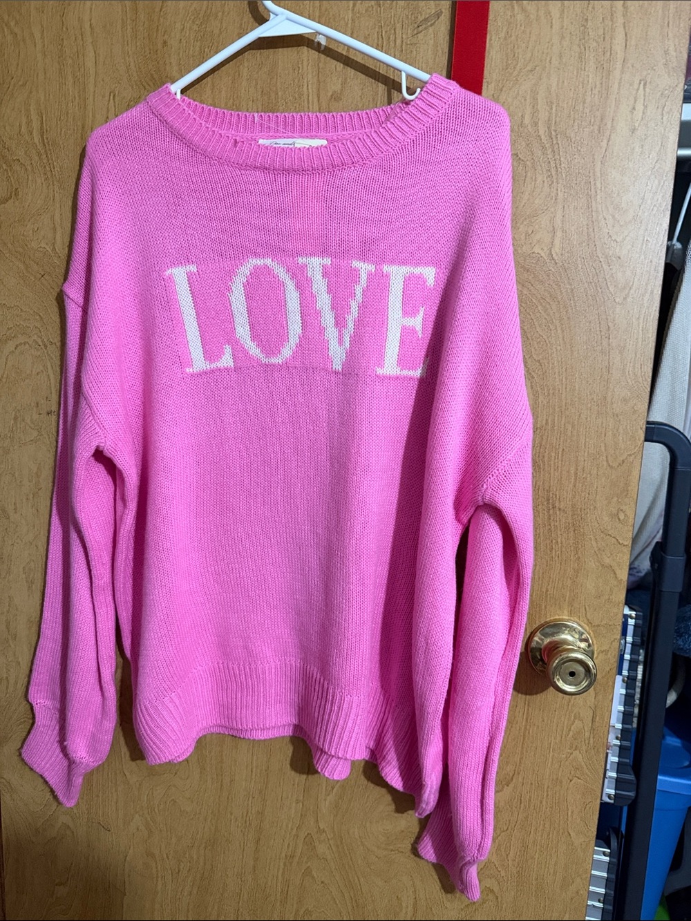 Doe & Rae Pink 'LOVE' Crewneck Sweater